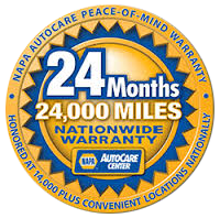 24 Months / 24,000 Miles Nationwide Warranty badge | Amtech Auto Care Inc.